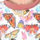 Colorful jersey blouse with boat cowl, butterfly print