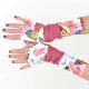 Colorful armwarmers in a patchwork of butterflies and pink jersey