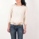 Soft ivory cotton jersey blouse with boat cowl