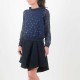 Sheer starry navy blue voile blouse with boat cowl