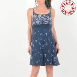 Short blue floral dress with straps