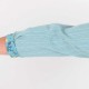 Top blousant maille coton bleu clair ajouré, détails fleuris