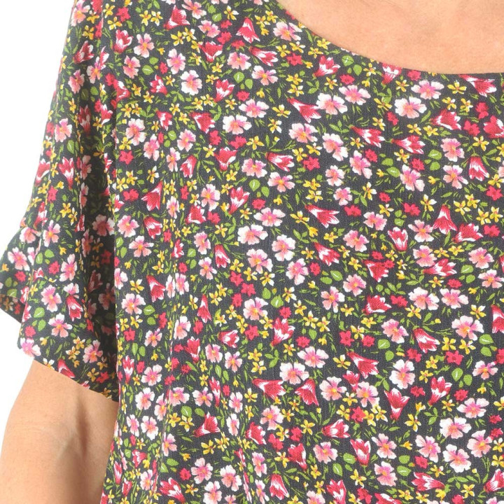 Womens floral viscose crepe summer shirt