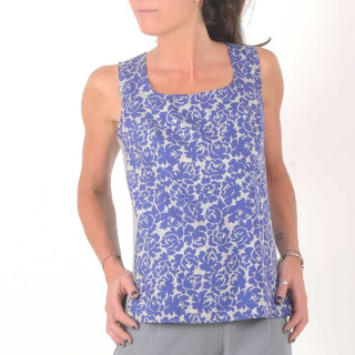 Blue and grey floral print tank top, vintage fabric