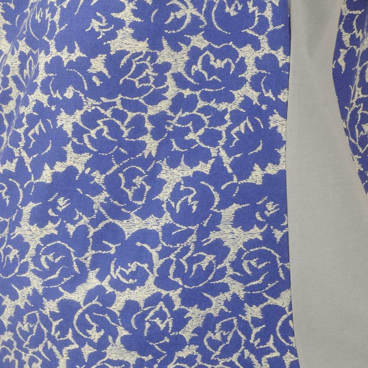 Top débardeur fabriqué en France créateur femme été bleu et gris, tissu vintage fleuri