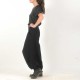 Pantalon femme fabriqué en France long bouffant, noir texturé