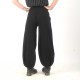 Pantalon femme artisanal long bouffant, noir texturé
