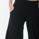 Pantalon femme long bouffant, noir texturé