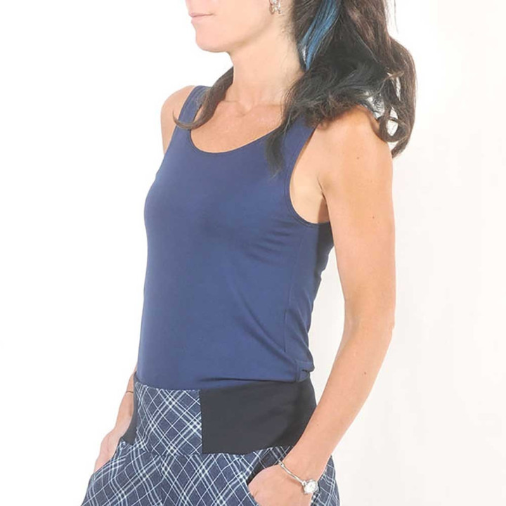 Sleeveless dark blue jersey tank top