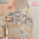 Womens summer shorts, salmon pink printed cotton