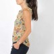 Sleeveless wide top, in supple sheer taupe voile with floral print