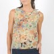 Sleeveless wide top, in supple sheer taupe voile with floral print
