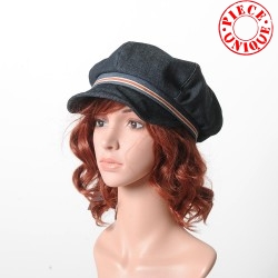 Newsboy cap hat in dark blue denim