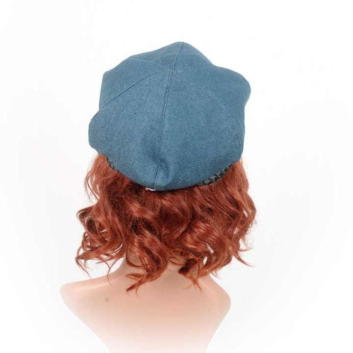 Newsboy cap hat in green-blue denim