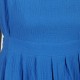 Cobalt blue cotton gauze dress with short sleeves and belt