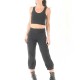 Stretchy black cotton crop top with crossed straps