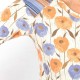 Top femme artisanal beige, bleu, orange, jersey fleurs et rayures