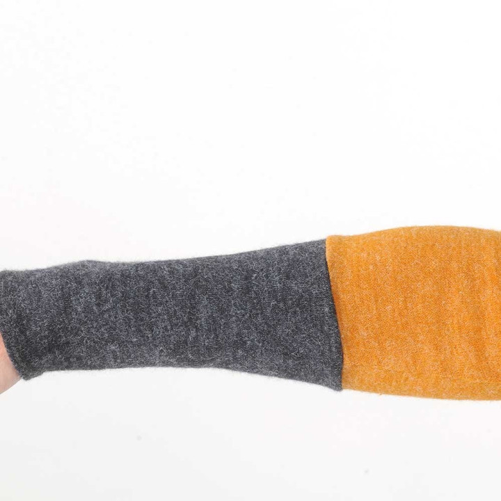 Yellow and dark grey women's sweater, soft knit jersey