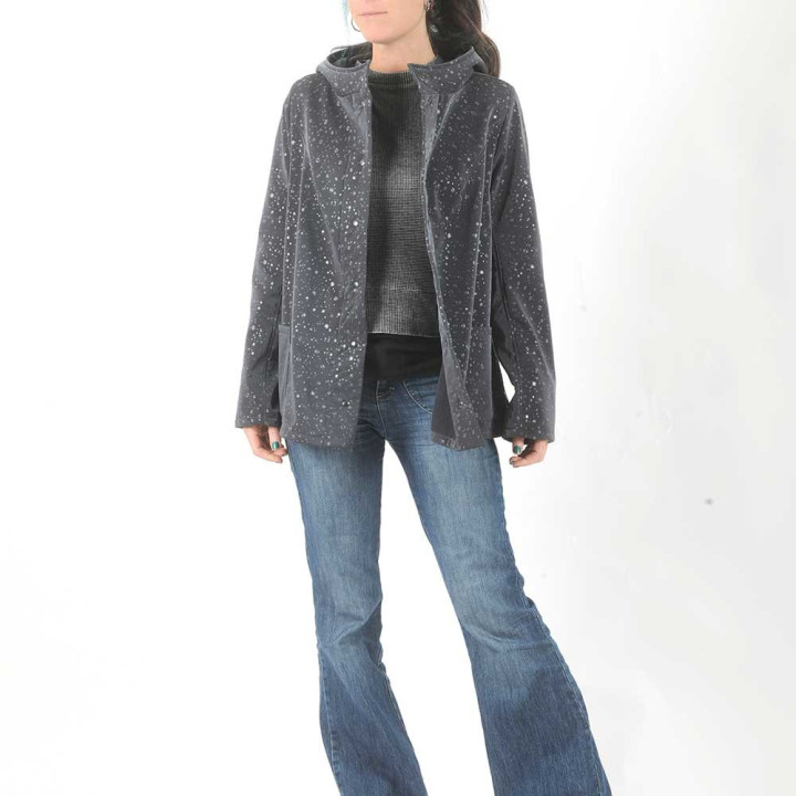 Veste imperméable jeune créateur polaire gris foncé gouttes d'eau