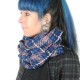 Echarpe fabriquée en France créateur femme coton tissé écossais bleu roi