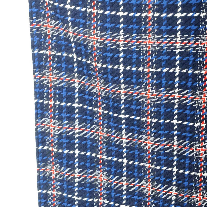 Echarpe fabrication artisanale coton tissé écossais bleu roi