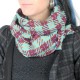 Crimson red and aqua green checkered woven cotton scarf