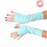 Aqua blue and white fingerless gloves, vintage jersey