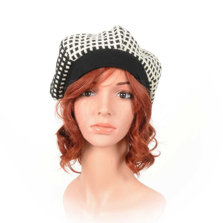 Béret lainage carreaux blancs et noirs