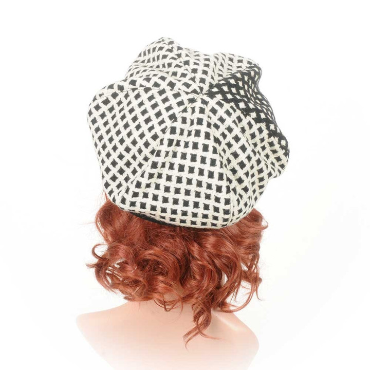 Béret lainage carreaux blancs et noirs