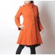Bright orange warm winter Pixie coat with Goblin Hood in virgin wool