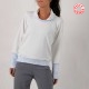 White and sky blue sweatshirt with scarf collar