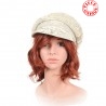 Grey and beige embroidered fiddler cap hat