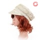 Grey and beige embroidered fiddler cap hat