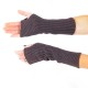 Striped plum and grey wool fingerless gloves