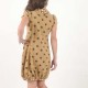 Camel beige bubble dress with black stars, short sleeves