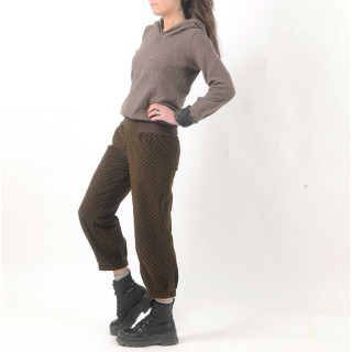 Womens printed velvet pants with jersey belt