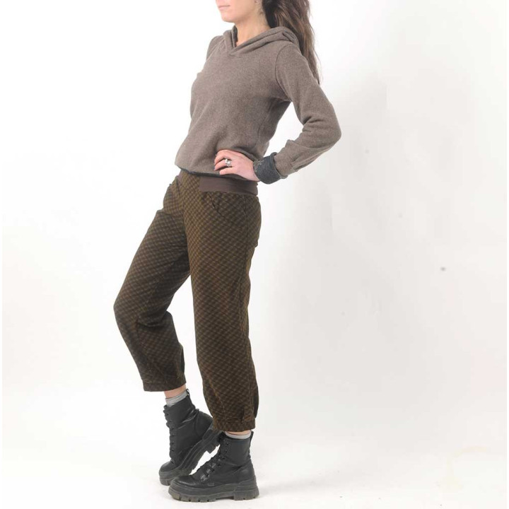 Womens printed velvet pants with jersey belt