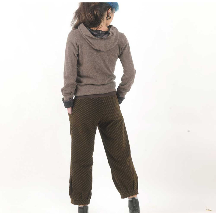 Womens printed velvet pants with jersey belt