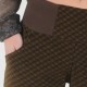 Pantalon femme 4/5 velours imprimé géométrique, ceinture jersey