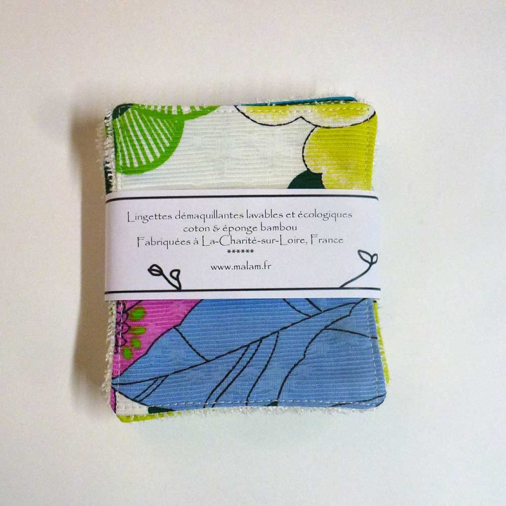 Set of 7 washable zero waste face wipes, pink vintage cotton