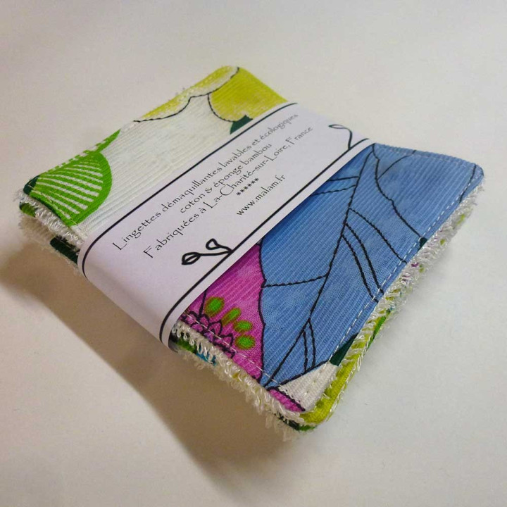 Set of 7 washable zero waste face wipes, pink vintage cotton