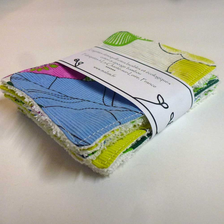 Set of 7 washable zero waste face wipes, pink vintage cotton