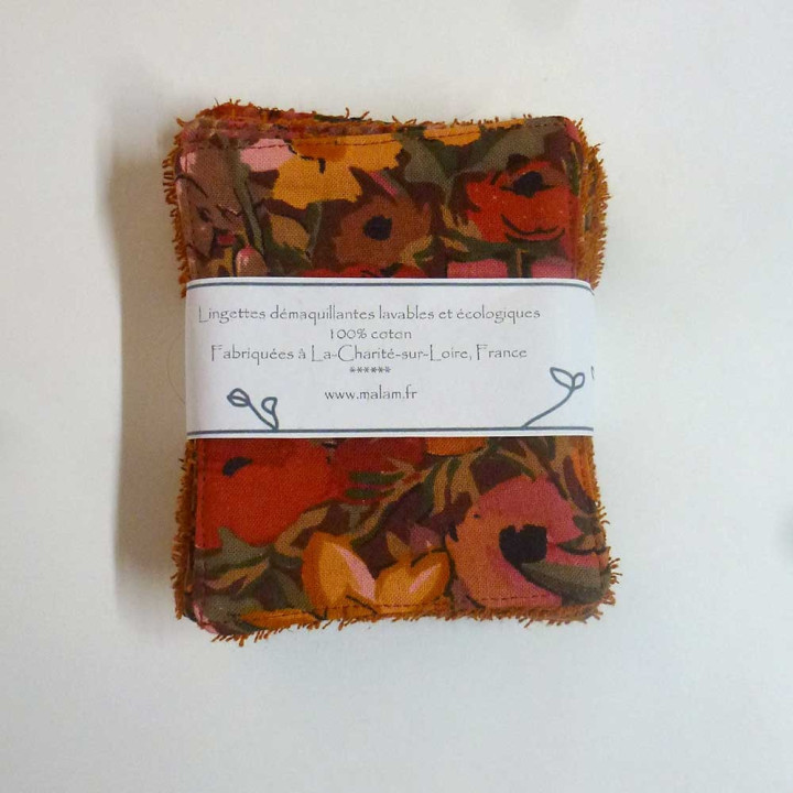 Lot de 7 lingettes originale fabriquée en France idée cadeau pour femme lavables Zéro déchet, tons rouges