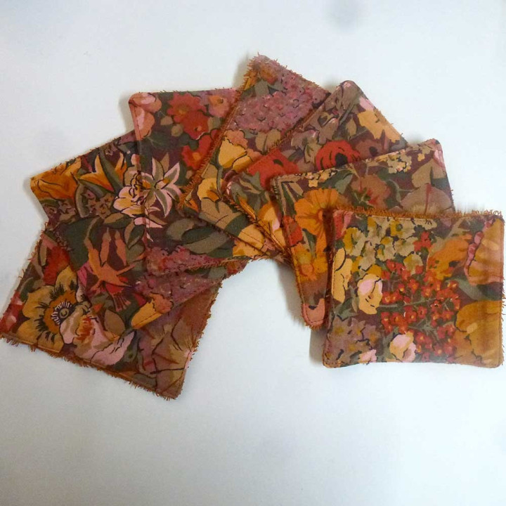 Lot de 7 lingettes originale fabriquée en France idée cadeau pour femme lavables Zéro déchet, tons rouges