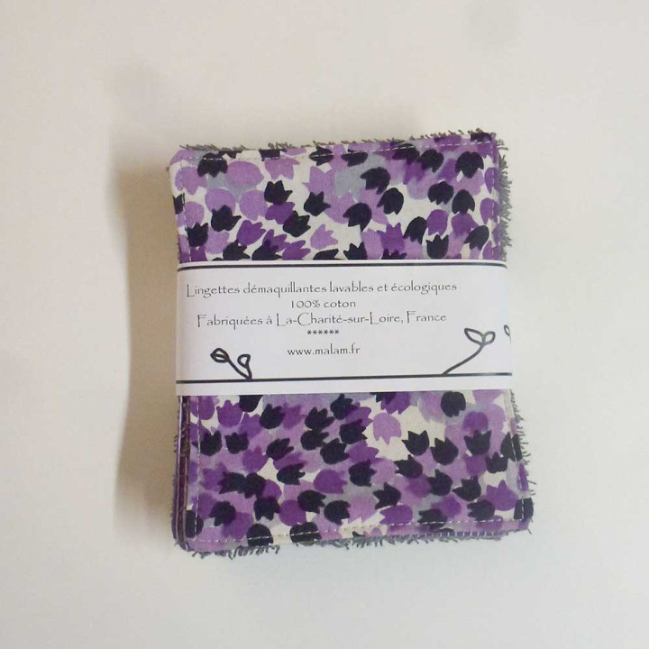 Set of 7 washable cotton face wipes, various prints