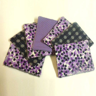 Set of 7 washable cotton face wipes, various prints