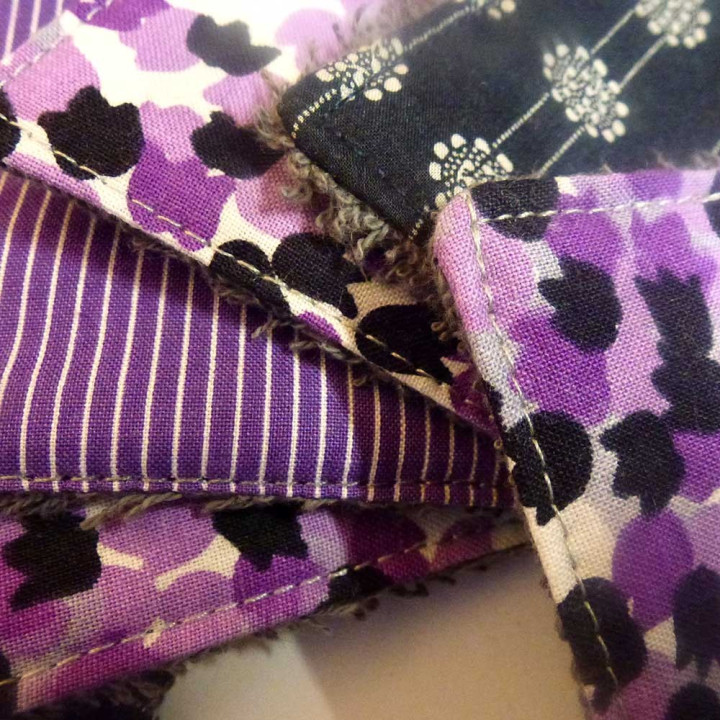 Set of 7 washable cotton face wipes, various prints