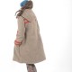 Manteau hiver trapèze, laine taupe rayures rouges