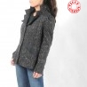 Mottled black women's jacket with yokes and unique collar