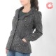 Mottled black women's jacket with yokes and unique collar